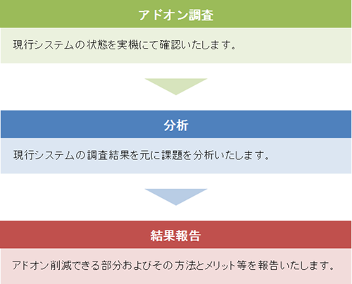 SAPパッケージへのアドオン削減サービス内容